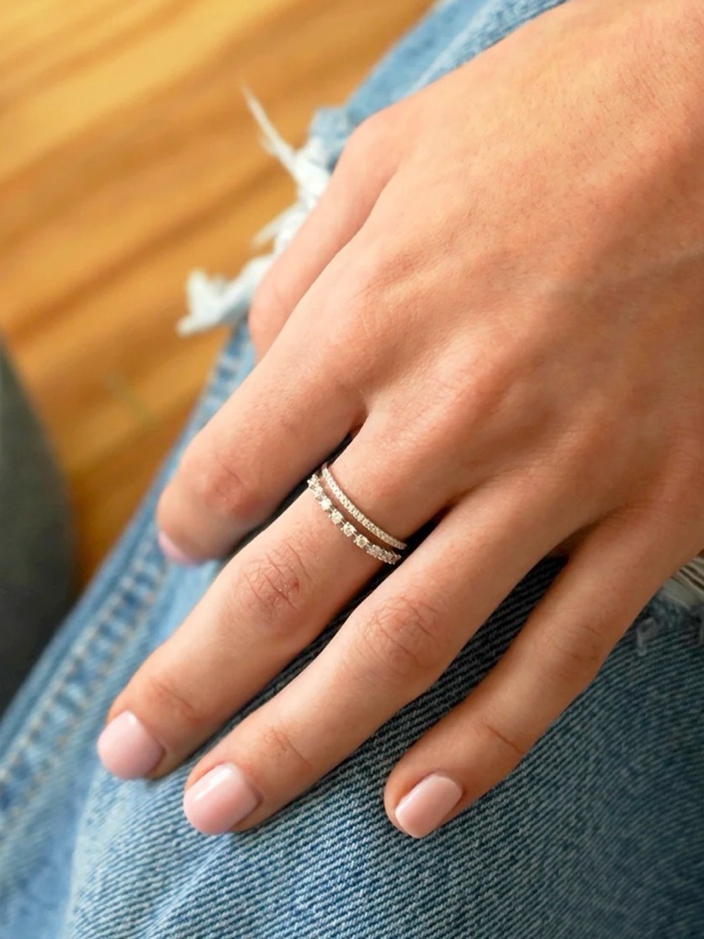 Dana Rebecca Designs Double Row Ava Bea Diamond Ring in 14k white gold - Picture 2 of 6